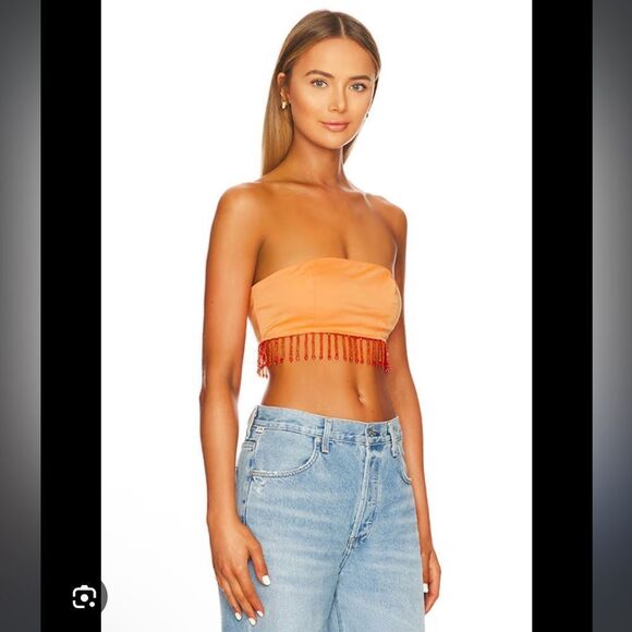 NEW Superdown Evie Beaded Crop Top Orange Size XS - Picture 6 of 6